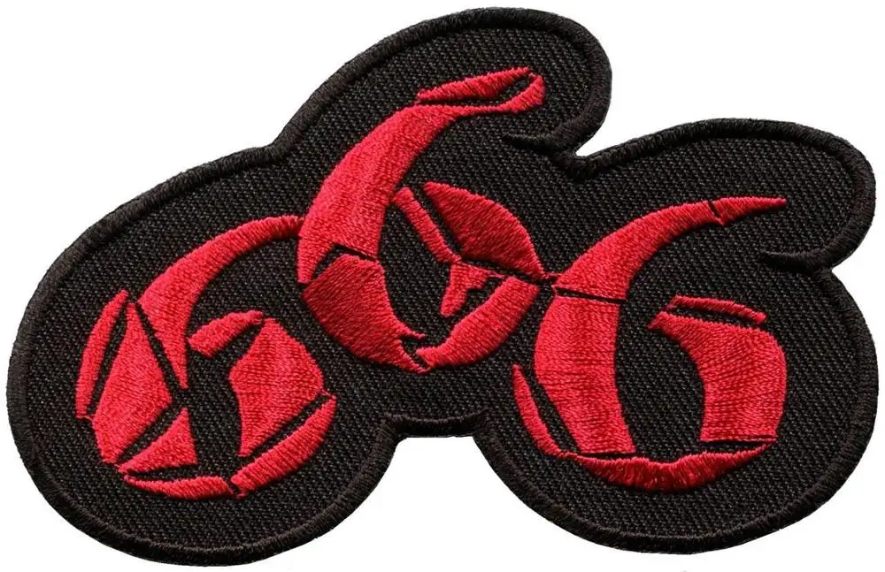 Hot!  ~ 666 number of the beast satanic demonic occult EMBROIDERY IRON ON PATCH BADGE #YELLOW (≈ 7.2*4.4 cm)