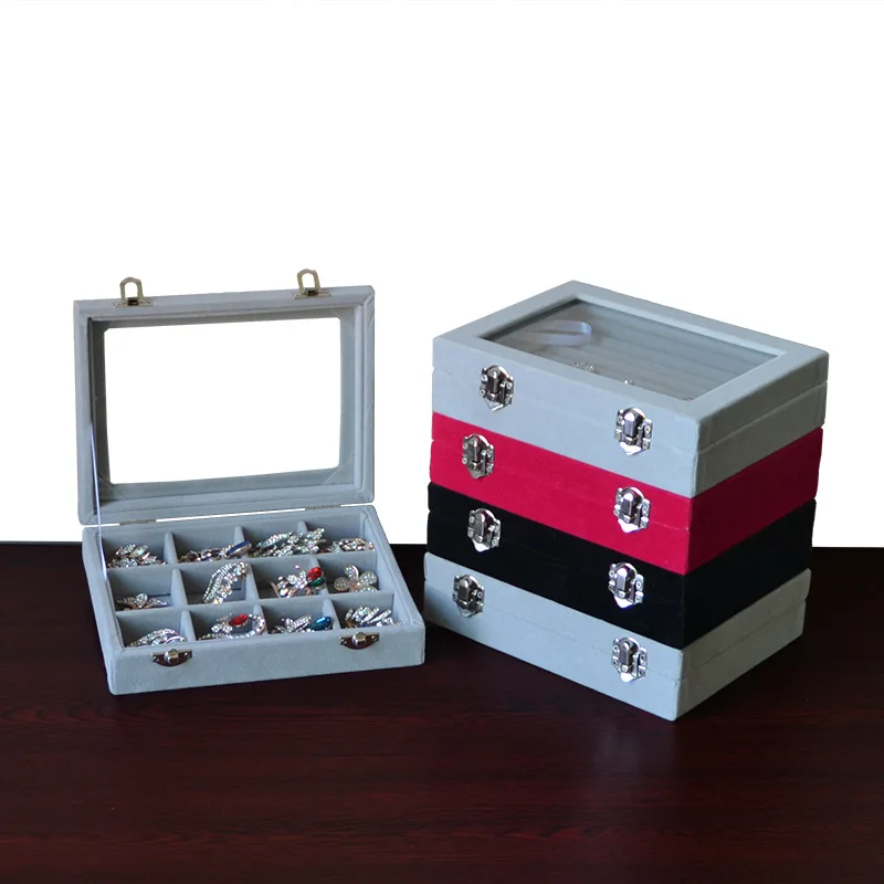

12/24 Slot Jewelry Boxes 20.5*15cm Necklace Bracelet Ring Earring Storage Organizer Collection Display Velvet Carrying Case