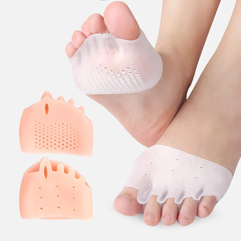 Almohadillas de silicona para el antepié, separador de dedos de panal de cinco agujeros, Gel para aliviar el dolor, plantillas para prevenir los pies, ampollas de callos, cuidado de los pies de maíz