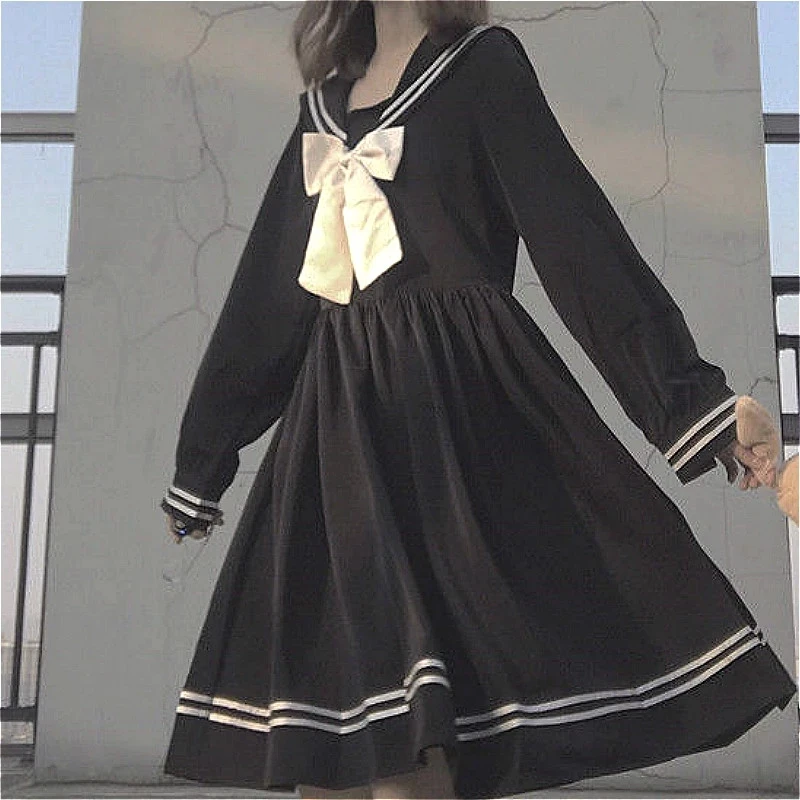 Uniforme SвNoir avec Nministériels d en Patchwork, Ligne A, Mode, Longueur au Genou, Mignon, Acceptable, Style Preppy Japonais, Va avec Tout