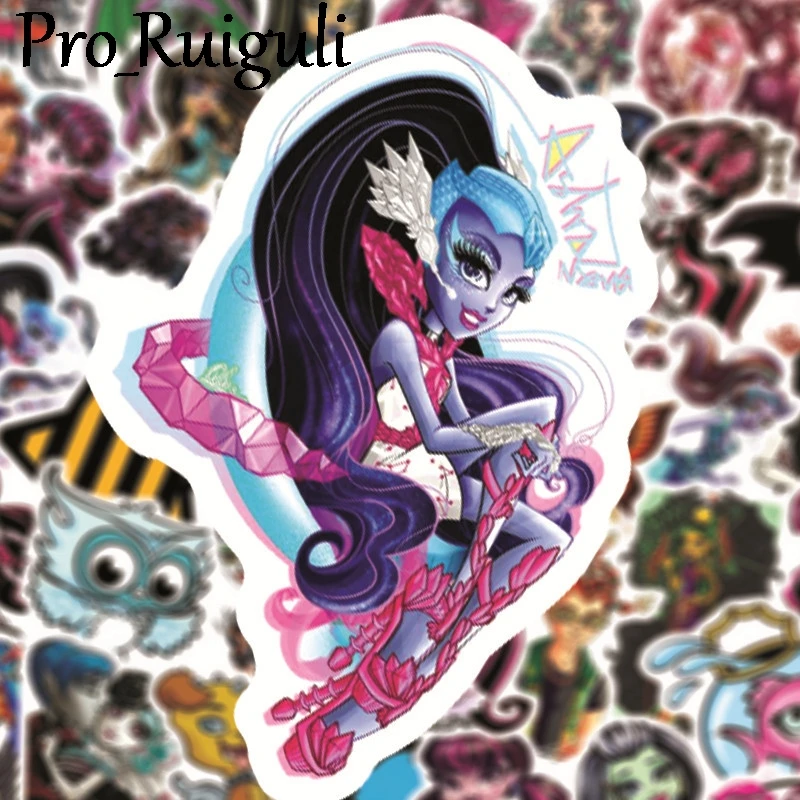 50pcs Monster High Scrapbooking Stickers Packs Waterproof Skateboard Luggage Motorcycle Guitar Graffiti Kids decals pasters gift