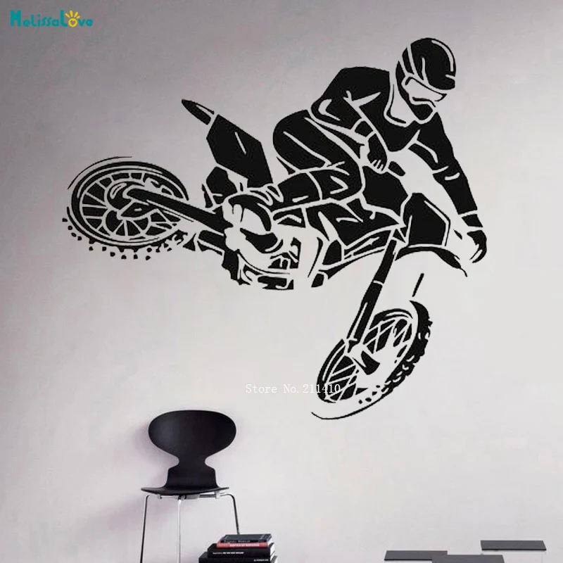 Motorcycle Stunt Skill Wall Sticker Home Décor Tail Flick Culture Passion And Love Poster Removable Vinyl Sticker YT4628