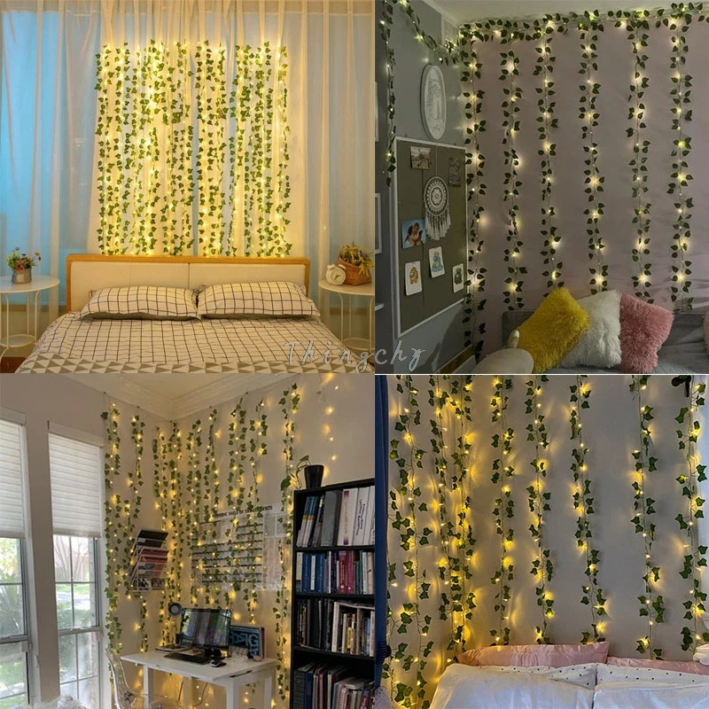 Ivy leaf garland fairy lights 2m, Ivy leaves fairy led string lights,garland wedding home decoration, mini led copper lights