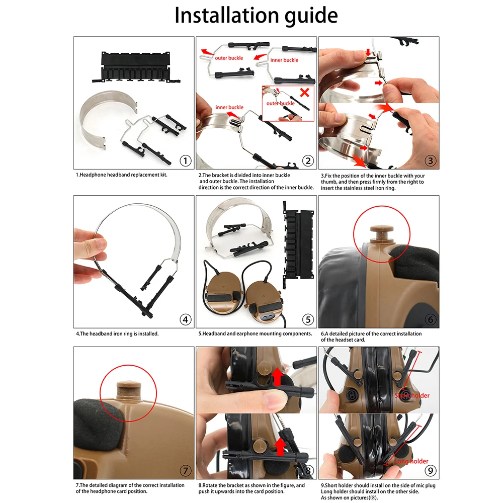 TAC-SKY Replaceable And Removable Headband Compatible With PELTOR Series COMTAC I II III IV Tactical Headset