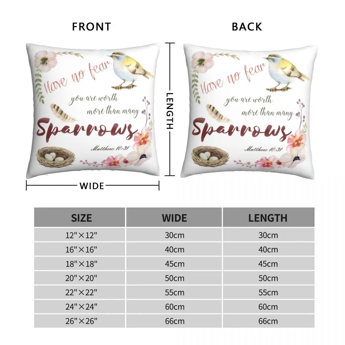 You Are Worth Than Sparrows Scripture Pillowcase Polyester Linen Velvet Printed Zip Decor Pillow Case Home Cushion Cover 45x45