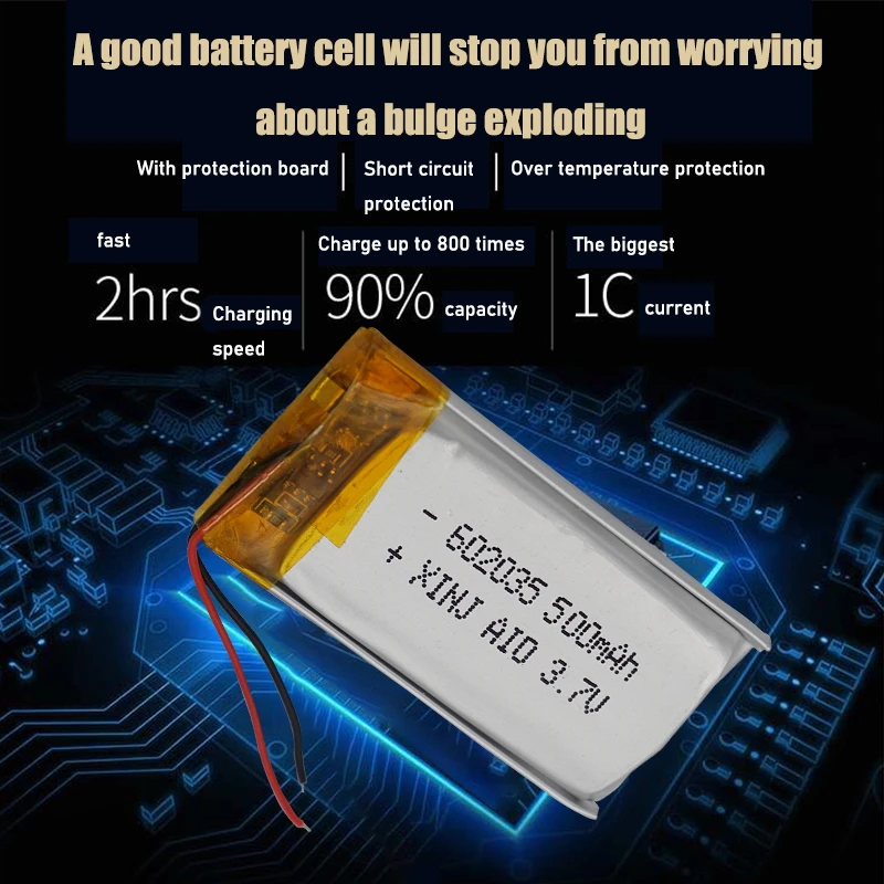 3.7V Lipo cells 602035 500mah batteria ricaricabile ai polimeri di litio per MP3 MP4 MP5 GPS Bluetooth cuffie tachigrafo per auto