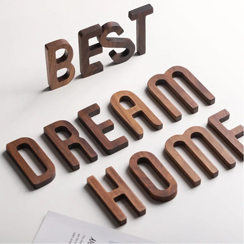 Black Walnut Wall Decorative Letters Numbers Combination DIY Wall Adhesive Decoration Letters House Numbes Home English Alphabet