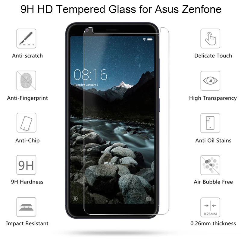 Tempered Glass for Asus Zenfone ZC451TG ZB601KL ZB570TL ZB555KL Phone Film for A500KL A601CG ZA550KL ZB452KG ZB500KL ZB555KL