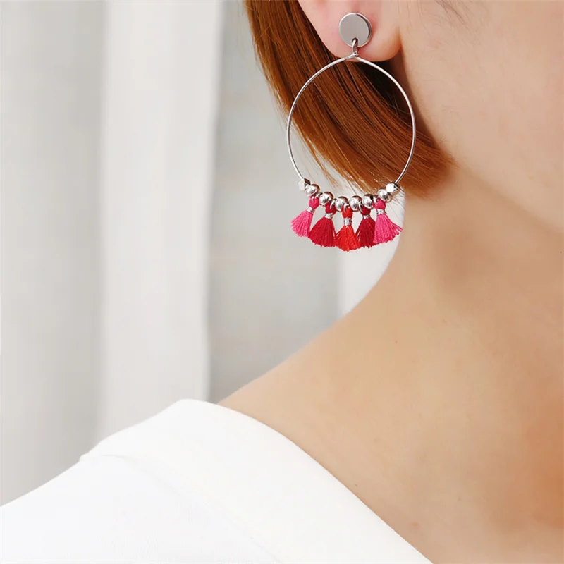 Fashion Jewelry Classic Women's Gift Bohemia Vintage Earrings Charm Volcano Rose Mixed Color Mini Tassel Earrings