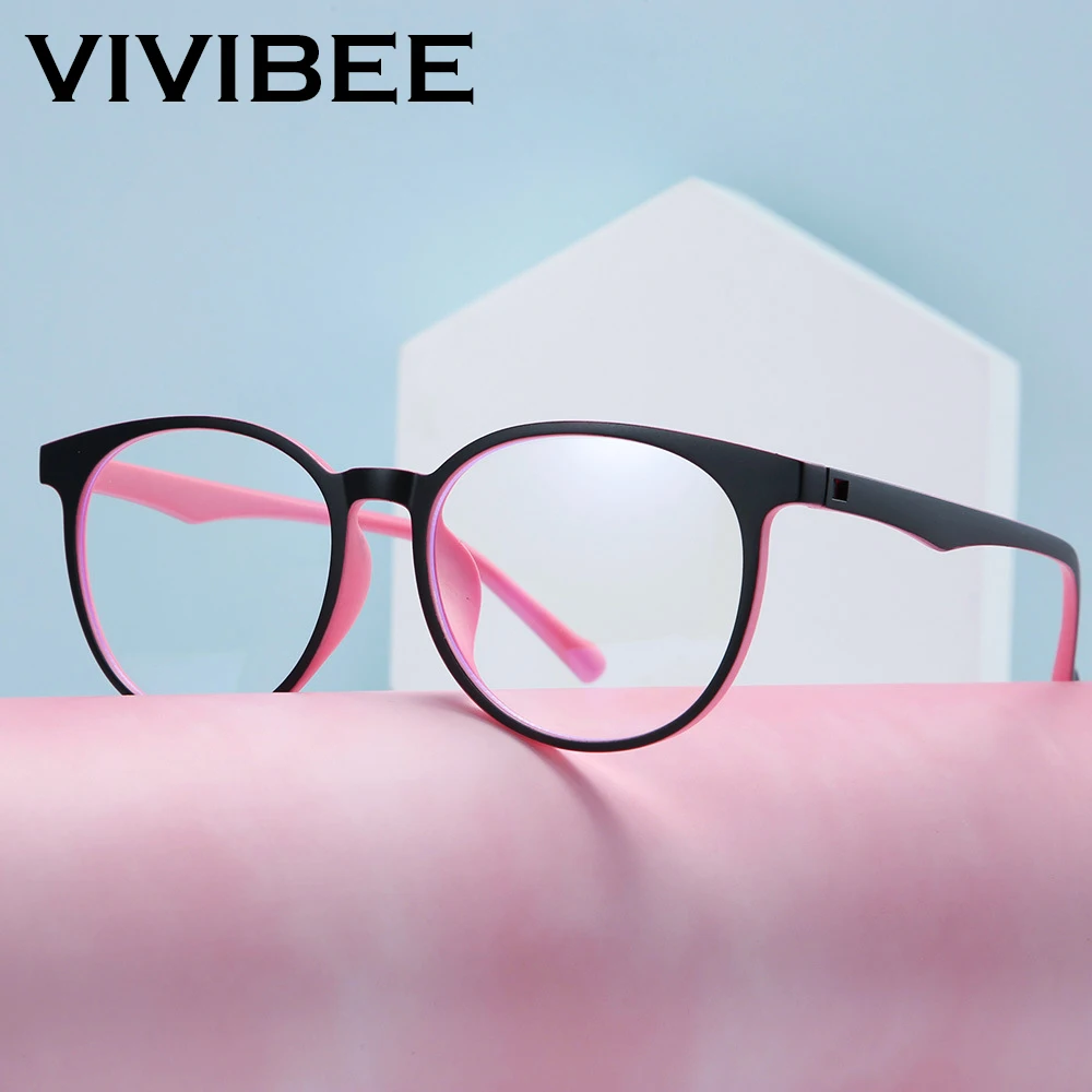 

VIVIBEE Anti Blue Light Glasses Men Gaming Round Blocking Blue Ray Classic TR90 Women Protection Eyeglasses for Computer Work