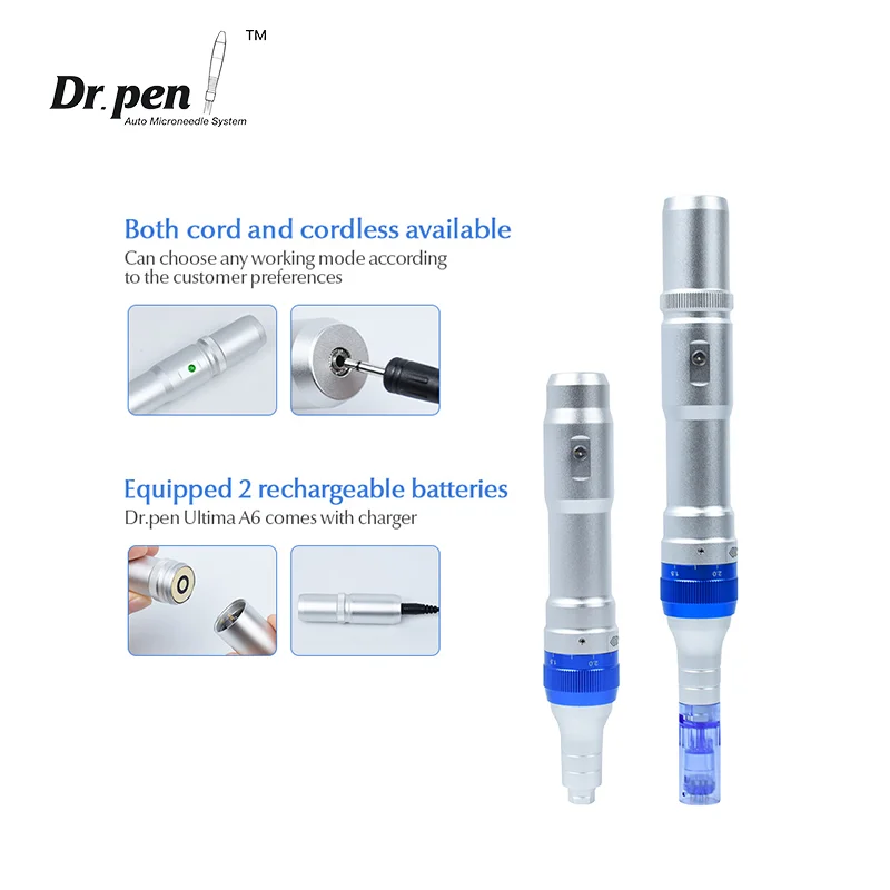 Doctor Pen A6 autentico Dr. pen Ultima A6 con cartuccia Microneedling pen Derma Auto Pen Derma Rolling per viso e corpo