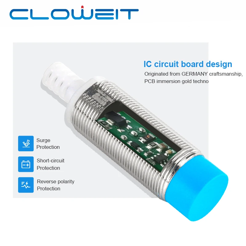 Cloweit LM18 Inductive Proximity Sensor Metal Detection Approach Switch IP68 1000Hz 16mm/10mm/8mm/5mm Distance NPN DC12/24V PLC