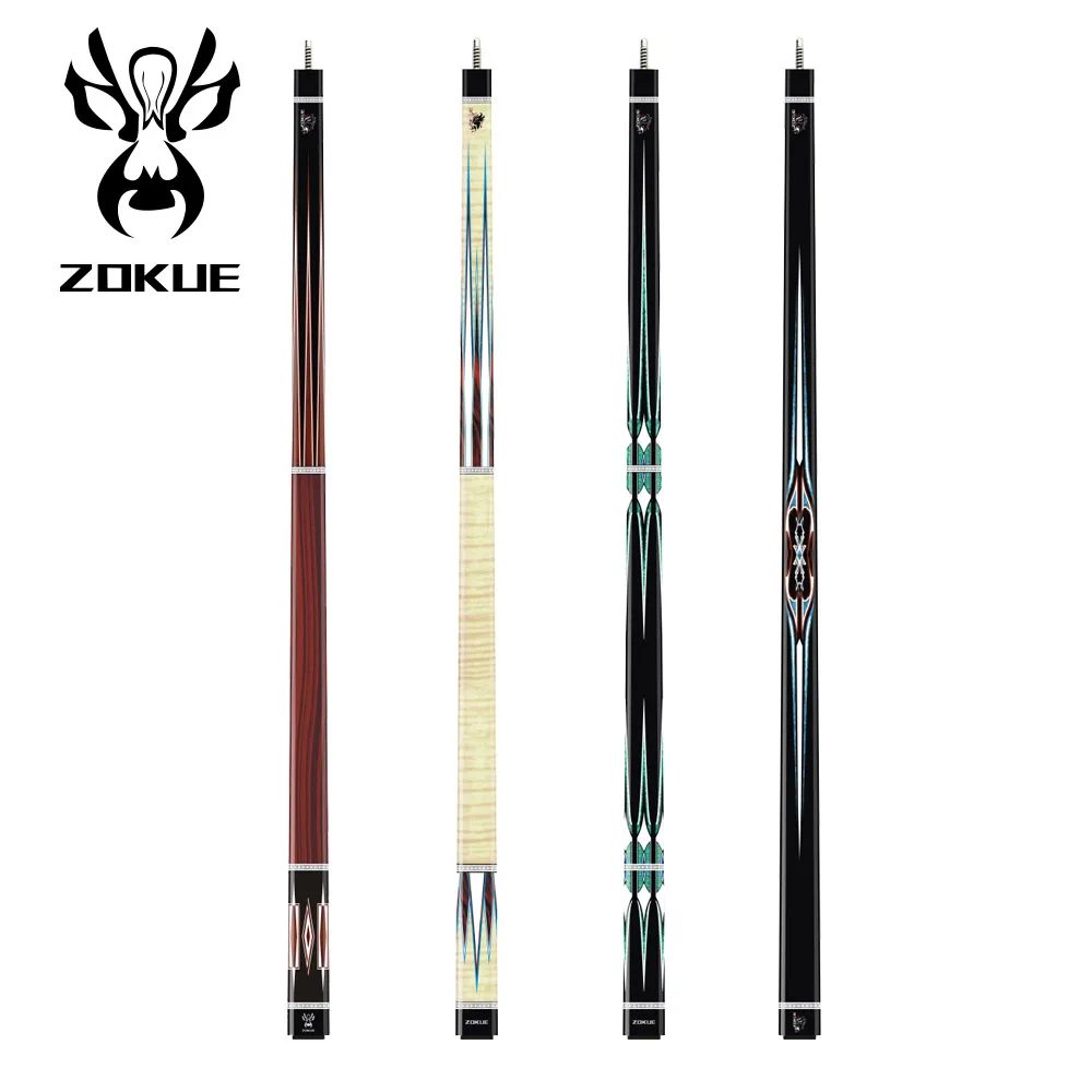 ZOKUE-1/2/3/4 Billiard Carom Cue 12mm Tip High Quality Solid Maple shaft Professional  3 Cushion Game Cue with Gifts