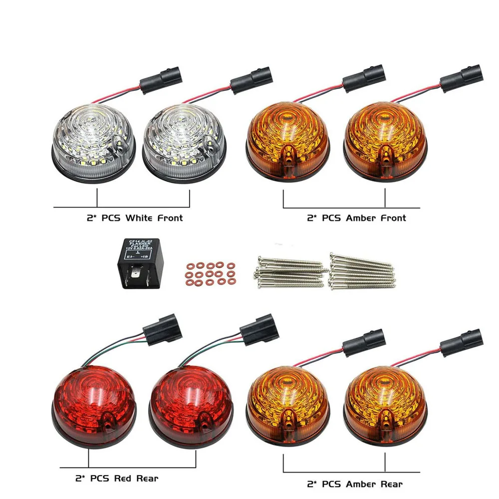 8Pcs LED Lights Amber Turn Signal Light White LED Position Light Red Brake Stop Light For Land Rover Defender 90/110 1990-2016