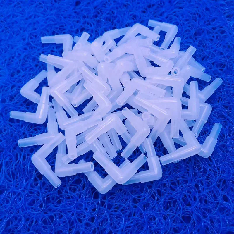 10pcs/lot 4mm Plastic White Elbow Connector Aquarium Fish Tank Air Pump Connector Control Valve Air Pipe Tubes Accessories