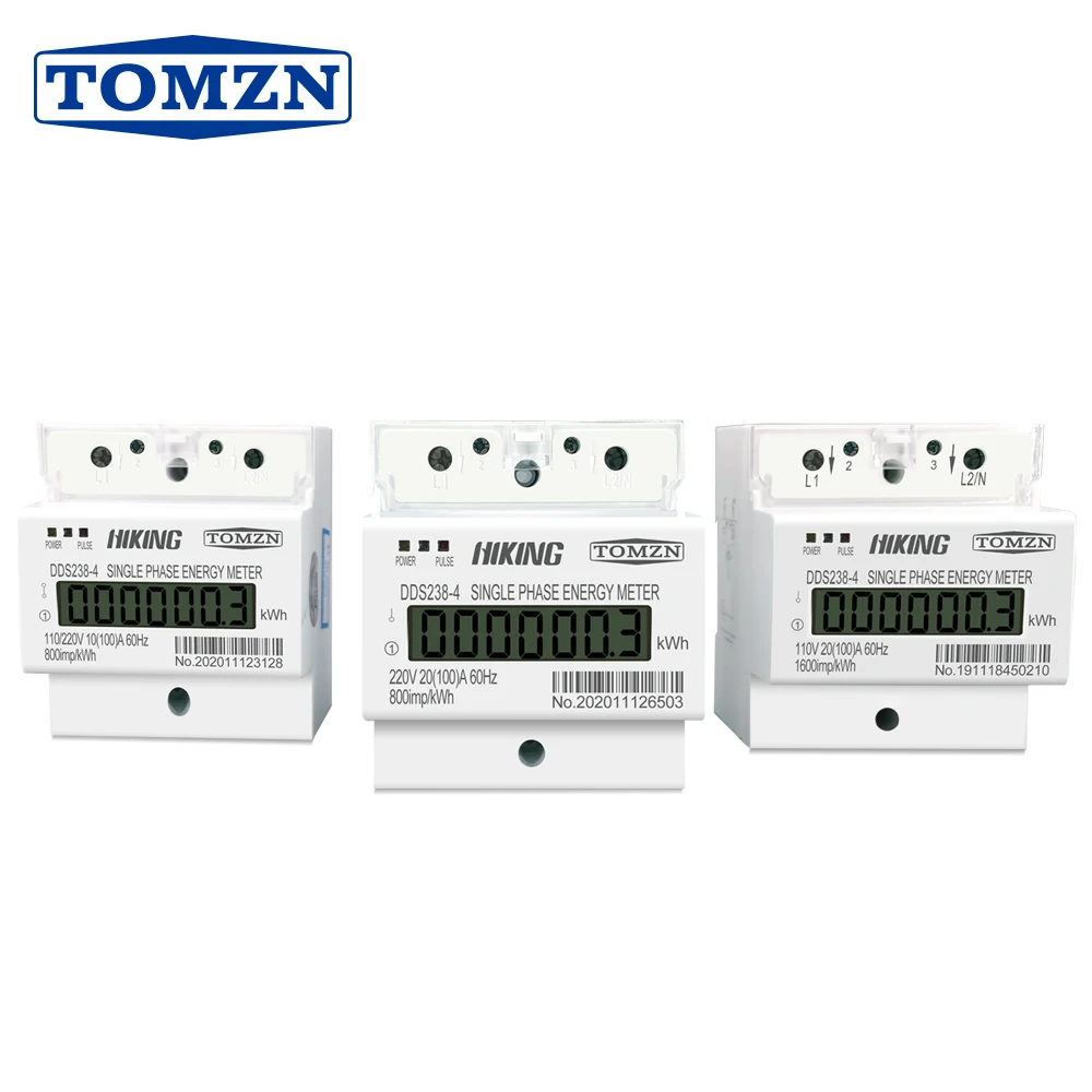 TOMZN 100A 110V 220V 50-60HZ LCD Jednofazowy 2-żyłowy 3-żyłowy licznik energii kWh na szynę DIN do Ameryki