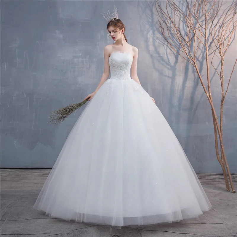 Vestidos 2024 De Novia Strapless Simple Wedding Dress For Women Plus Size Custom Made Lace Up Floor Length Bridal GownCustomized