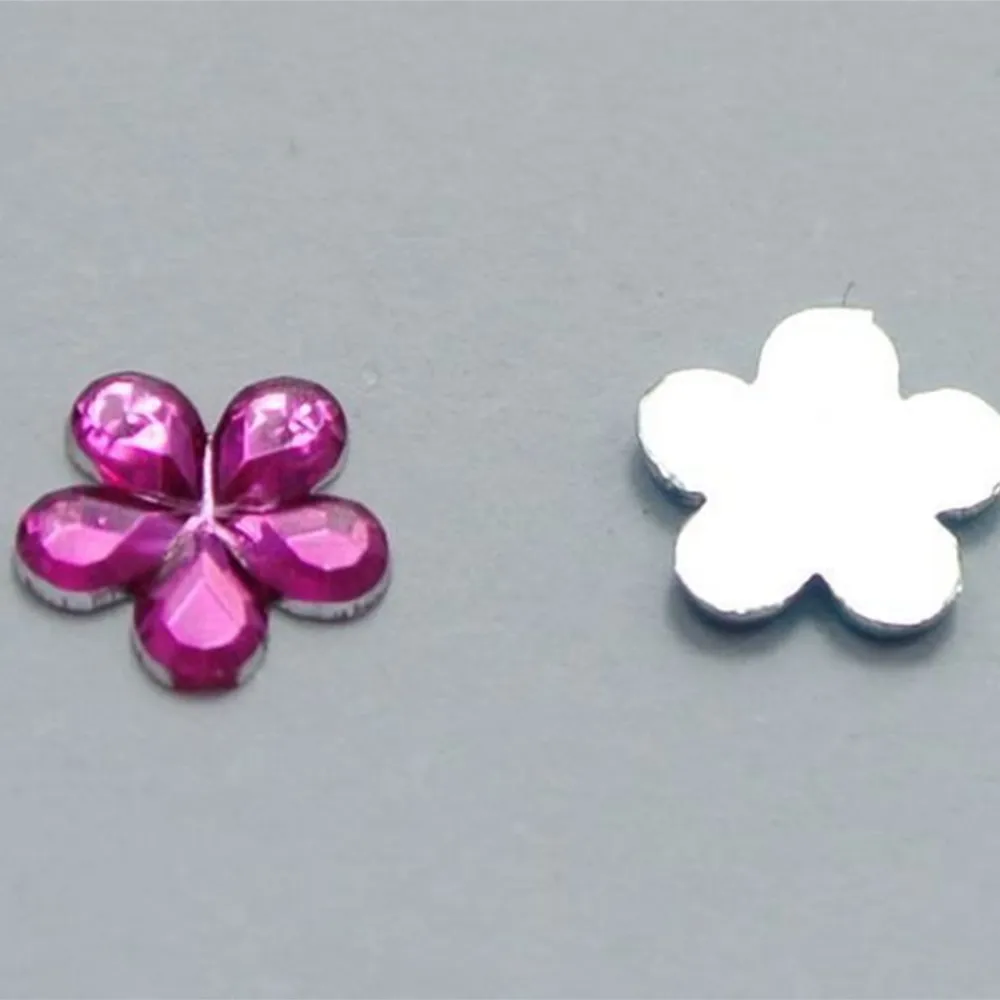 1000 Acrylic Flatback Flower Rhinestone Gem 6mm DIY Embellishments Color Choice