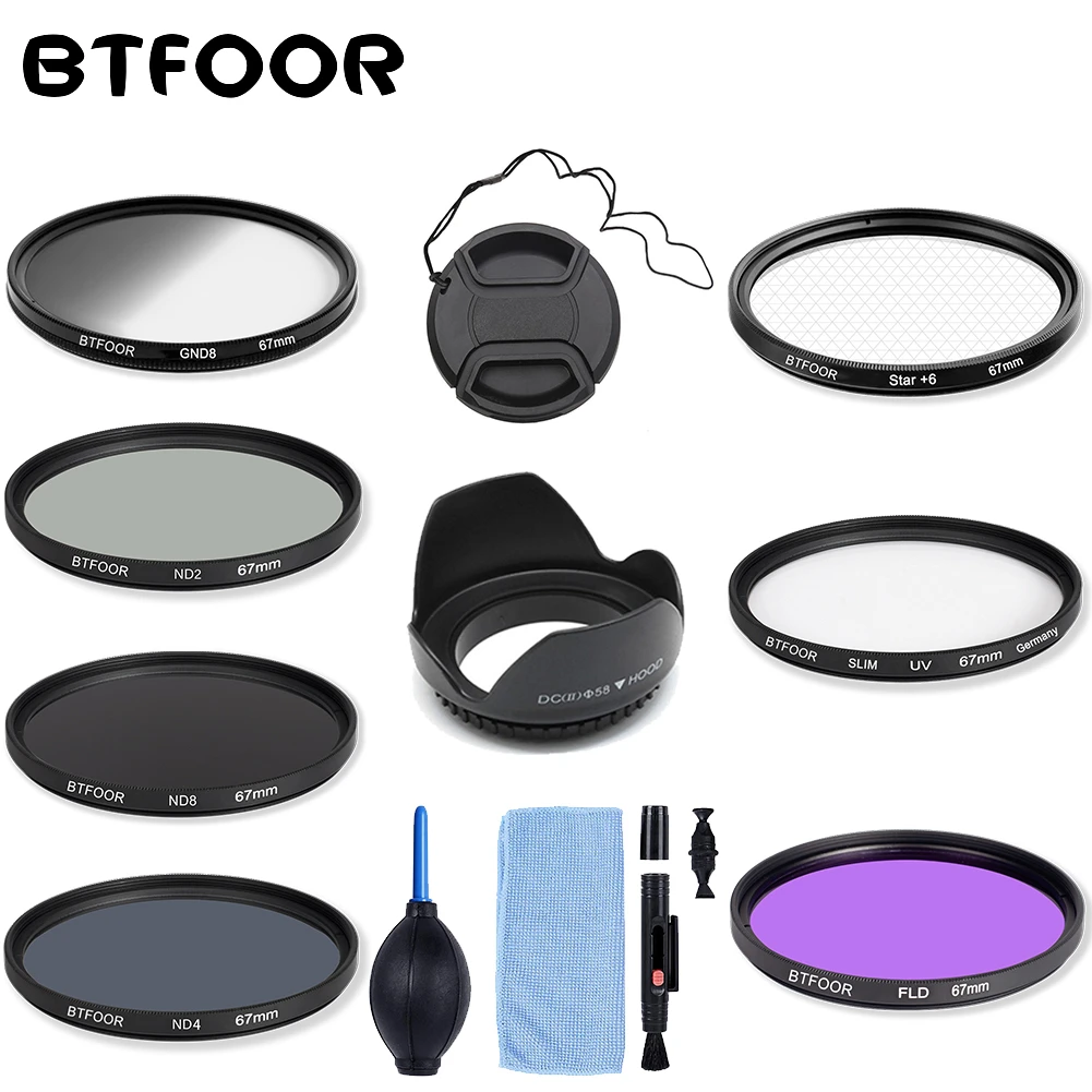 BTFOOR Gradient Gnd Star Uv Nd Filter 49 52 55 58 67 72 77 82 Mm for Camera Canon Lens M50 T6 600d Nikon D3500 D5600 Sony A6000