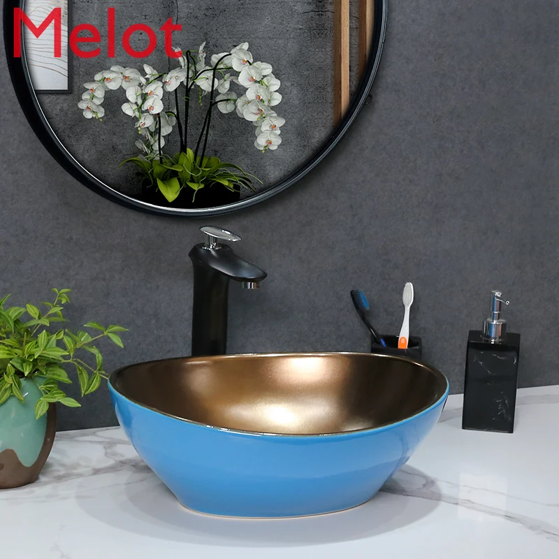 

Metal Glaze Nordic Style Art Table Basin Wash Basin Hotel Toilet Washbasin Household Affordable Luxury Basin