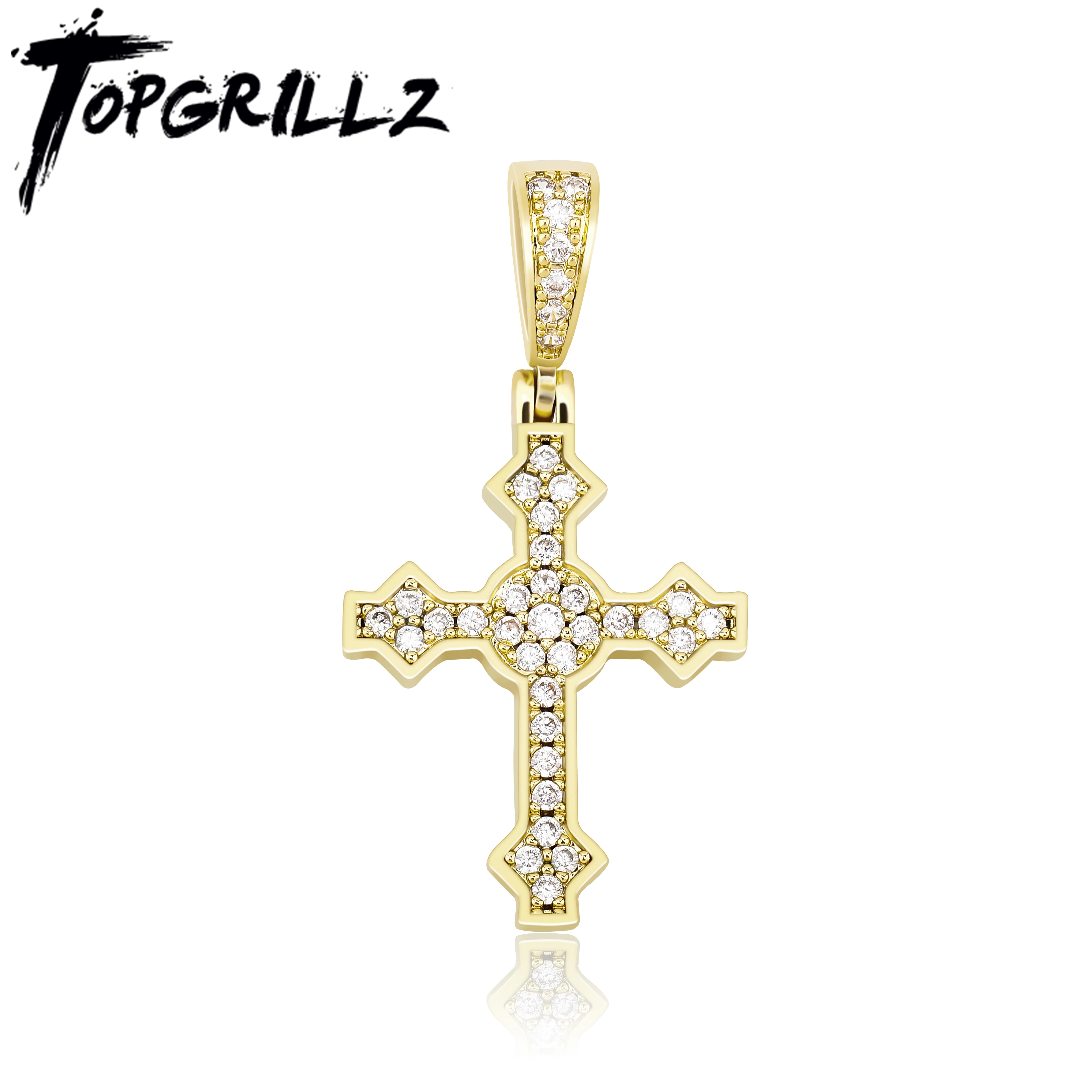 TOPGRILLZ 2020 New Hip Hop Cross High Quality Pendant Necklace Cubic Zirconia  With 4mm Tennis Chain Fashion Jewelry For Gift