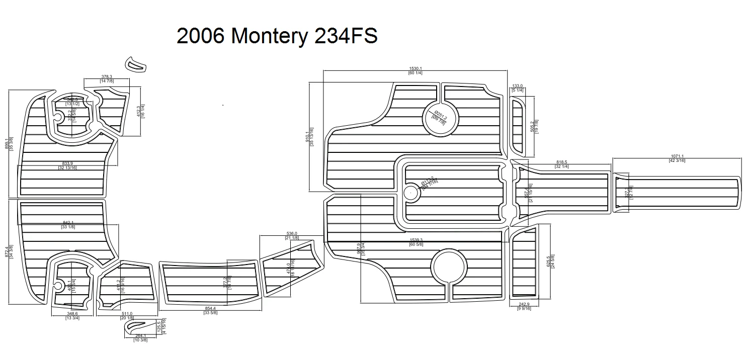 

2006 Montery 234FS Swim Platform and Cockpit Boat EVA Teak Decking 1/4" 6mm