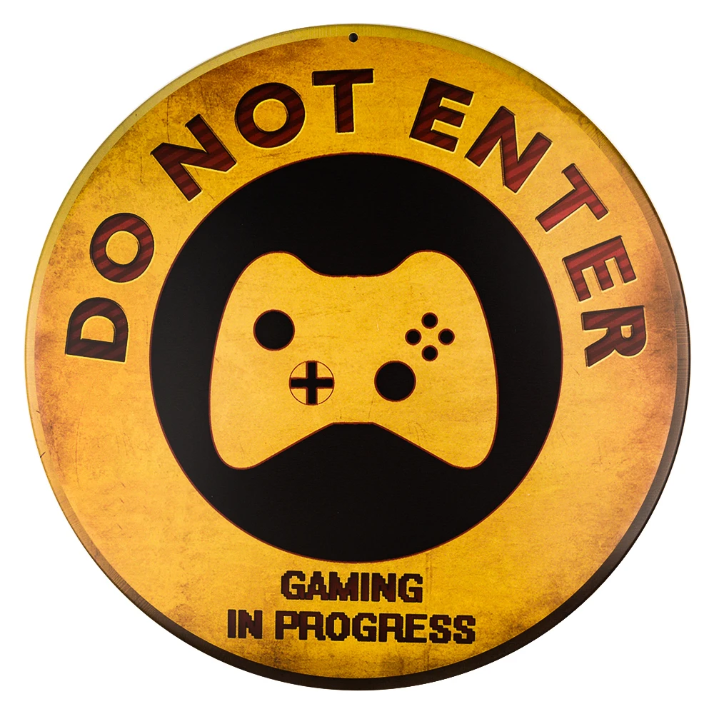 

DL-Do Not Enter Gaming in Progress Retro Rustic Novelty Metal Circular Sign