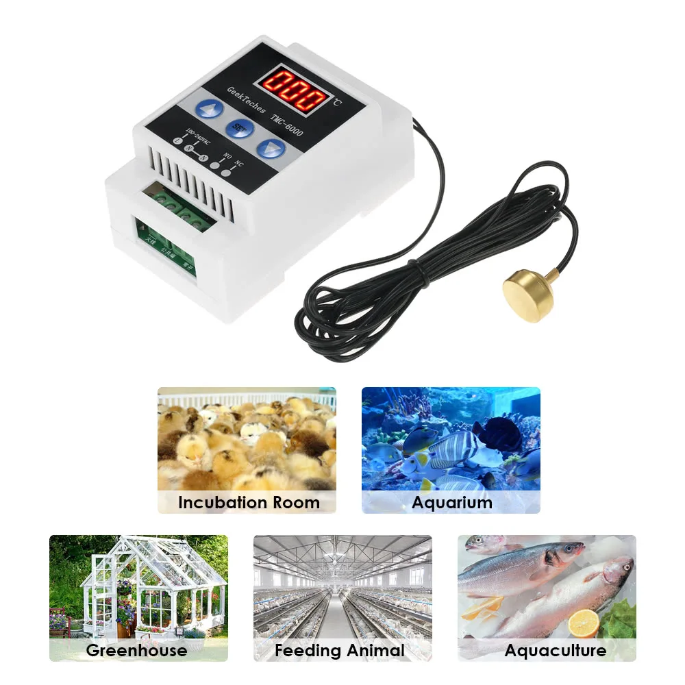 GeekTeches TMC-6000 110-240V Guide Rail Digital Temperature Controller Thermostat Refrigeration Heating Temperature Control 1 Re