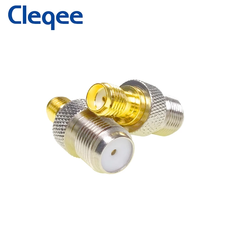 Cleqee 10 قطعة SMA أنثى إلى F نوع أنثى مستقيم RF محوري محول F موصل إلى SMA محول الذهب لهجة