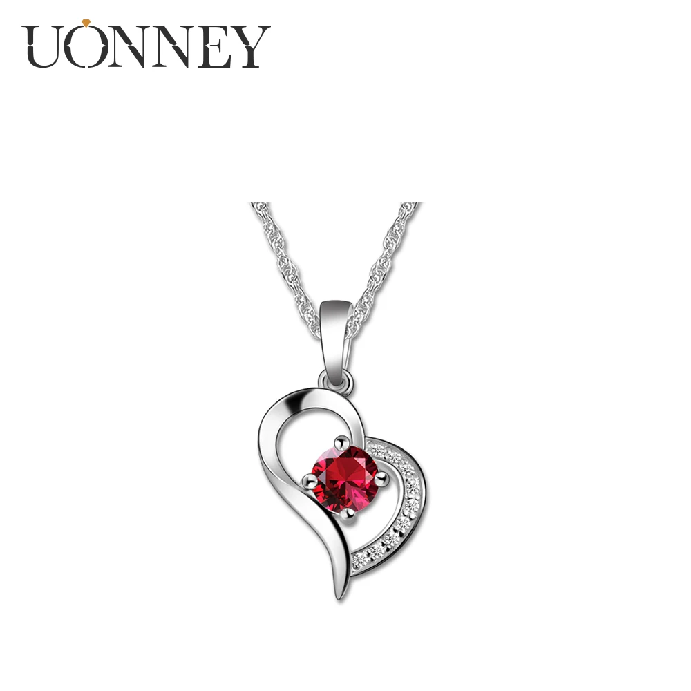 UONNEY Dropshipping Customized Birthstone Pendants Love Heart Wedding Charms Necklaces  Boho Fashion Jewelry 2021 Birthday Gift