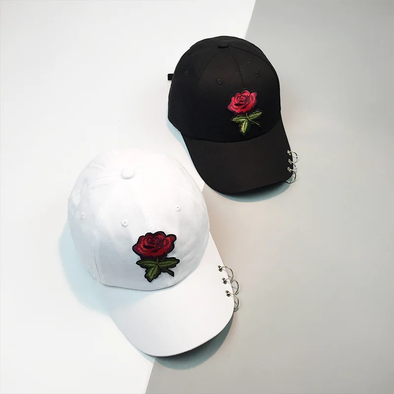 rose baseball cap for women embroidery flower dad hat cap the rapper cotton female cap outdoor sports men snapback Ring hat bone