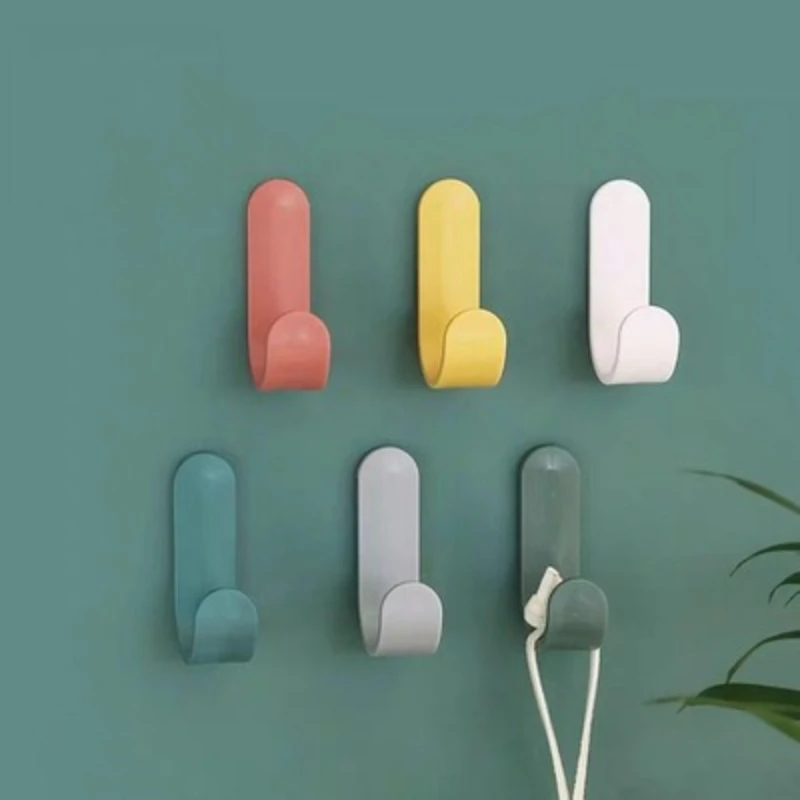 4PCS /Set Towel Hook Plastic Door Hanger Self Adhesive Wall Hanger Hat Racks Key Hanger Wall Organizer Home Decor Key Holder