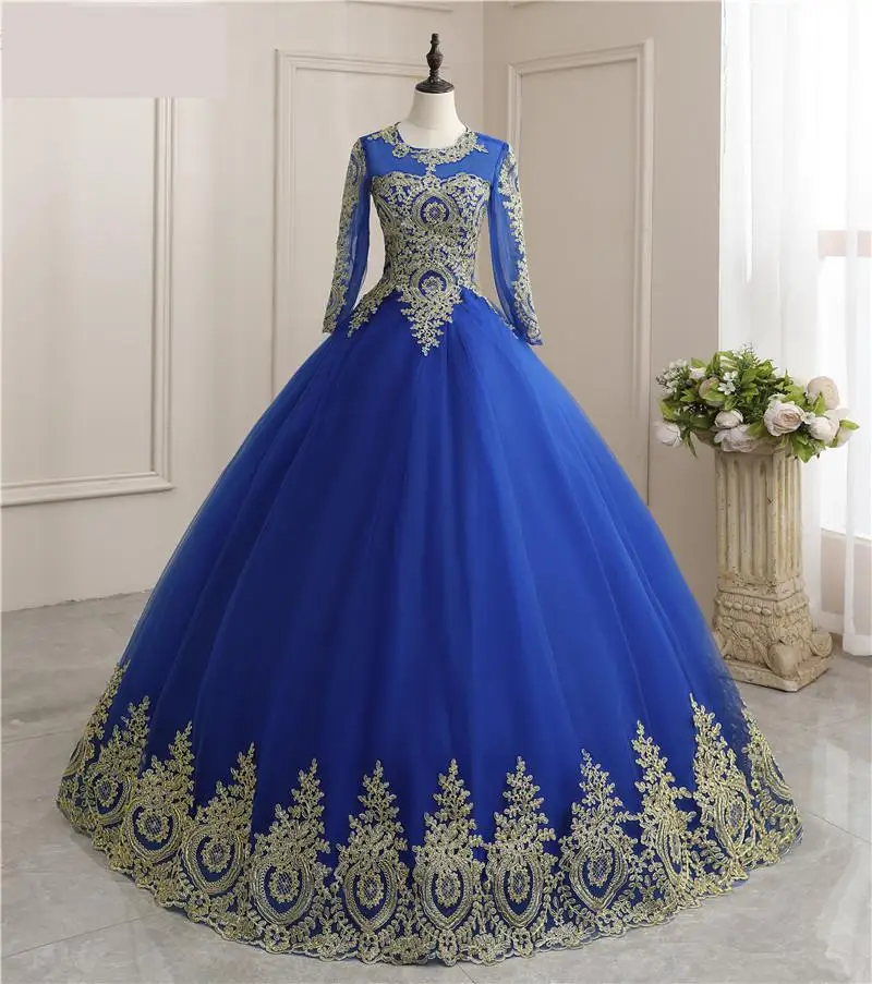 Quinceanera Jurk 2023 Nieuwe Luxe Full Mouw Party Prom Baljurk Vintage Vestidos Quinceanera Jurken Robe De Bal Aangepaste Kleur