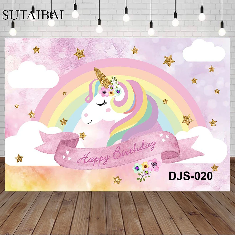 

Dreamy Unicorn Glitters Flowers Newborn Birthday Party Baby Shower Photography Backdrop Decoration Backgrounds for Photo Studio