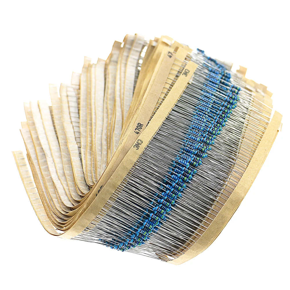 2500Pcs 1% 1/4W 0.25W  Metal Film Resistor 50 Values Assortment Kit 1Ω~10MΩ Range