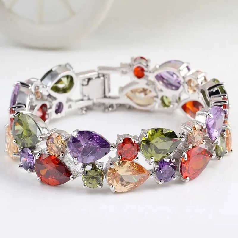 Ekopdee New Brand Fashion Mona Lisa Zircon Bracelet For Women Charm Multi Crystal Bracelets Female Wedding Party Bridal Jewelry