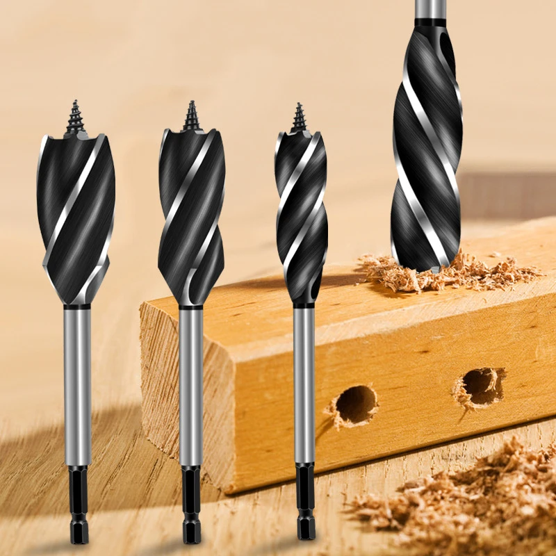 Woodworking Four Blade Drill Bit Hexagen Handle Core Drill Bit High Quality High Carbon Twist Drill Bit Hand Tools