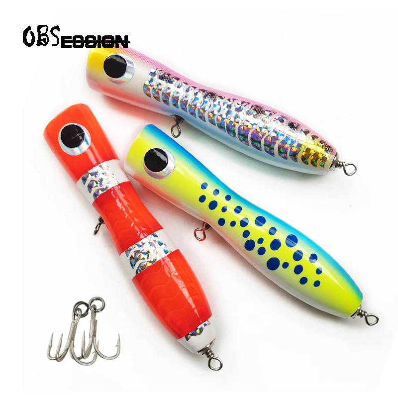 Woodend 100g 20cm Popper Lures for Fishing Topwater Artificial Wobblers Wood Bait Simulation Lure GT Surface Popping Sea Fsihing