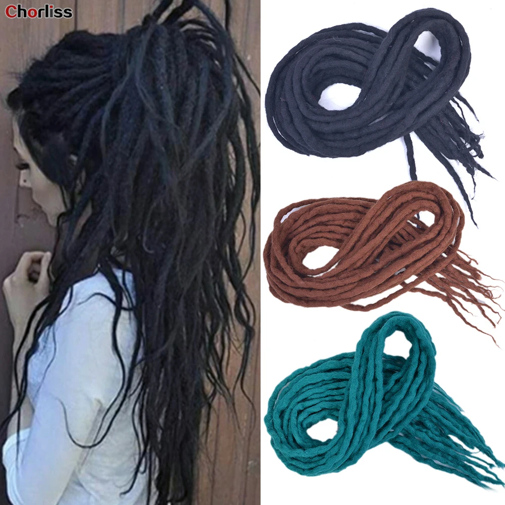 Woolen 10strands 20inches Long Nepal Felted Wool Synthetic Dreadlocks Crochet Braids Hair Extensions Dreadlocks For Men Women