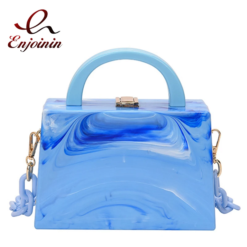 Acrylic Box Chain Shoulder Bag for Women Fashion Designer Purses and Handbags Party Clutch Evening Bag Female Crossbody Bag 2021