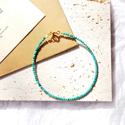 Lii Ji 925 Sterling Silver Faceted Turquoise Bracelet Dainty Natural Stones Pulsera Mujer Unique Women Bohemian Bracelet