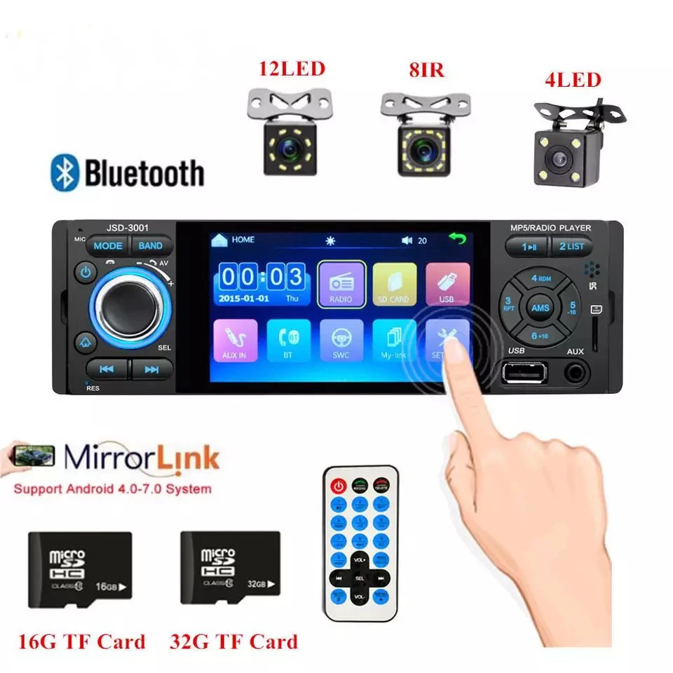 

Auto radio 1 Din Car Radio JSD-3001 4.1 MP5 Car Player Touch Screen Car Stereo Bluetooth 1Din Auto Radio Camera Mirror Link