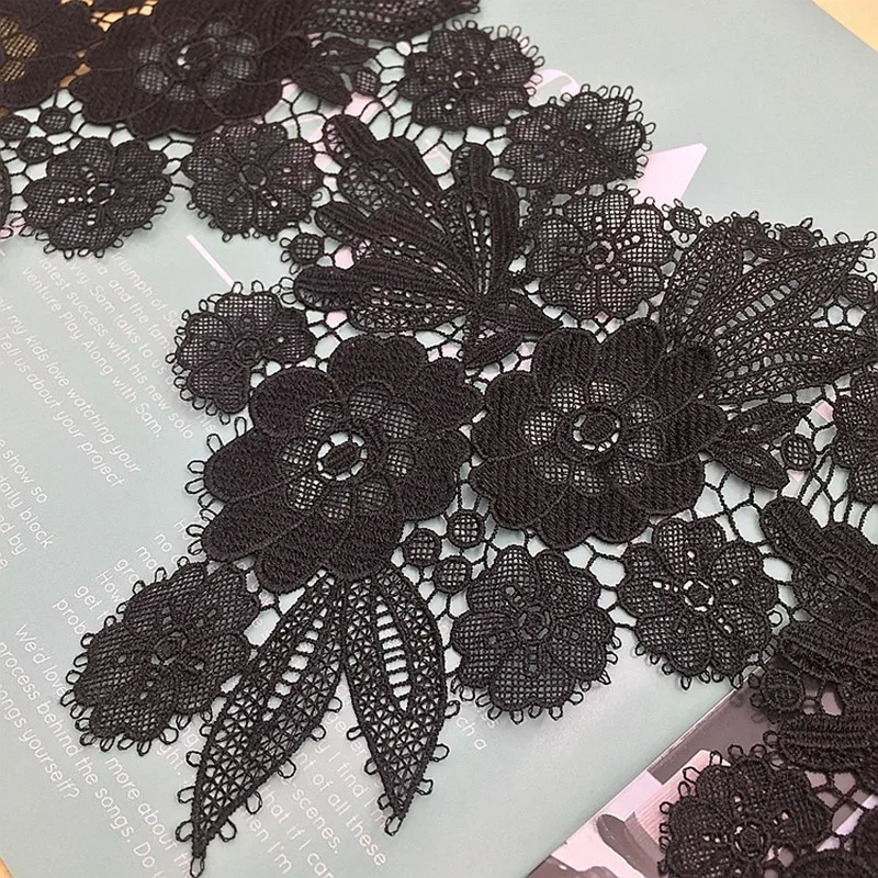 Sale Widening Water-soluble Embroidery Thin Thread Black Eyelash Lace Fabric DIY Dress Cheongsam Sewing Decorative Accessories