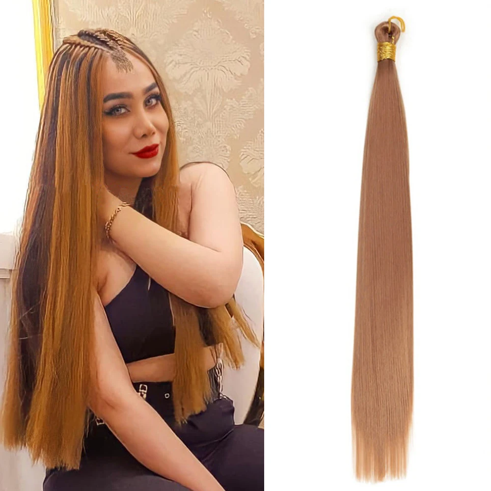 Pelo de ganchillo liso sedoso de 20 pulgadas, cabello sintético trenzado de ganchillo, sedoso a granel para trenza, extensión de cabello suave de