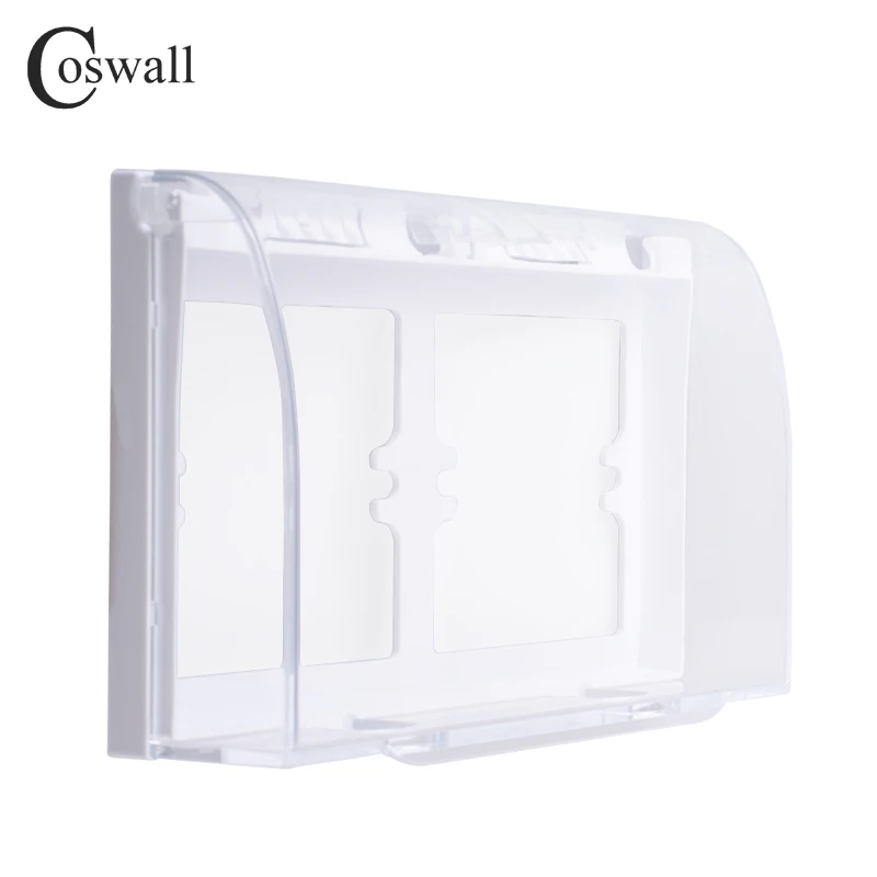 Coswall Waterproof Transparent Box For 172*86mm Size Wall Double Panel Sockets / 2 pieces 86*86mm Size Single Wall Socket