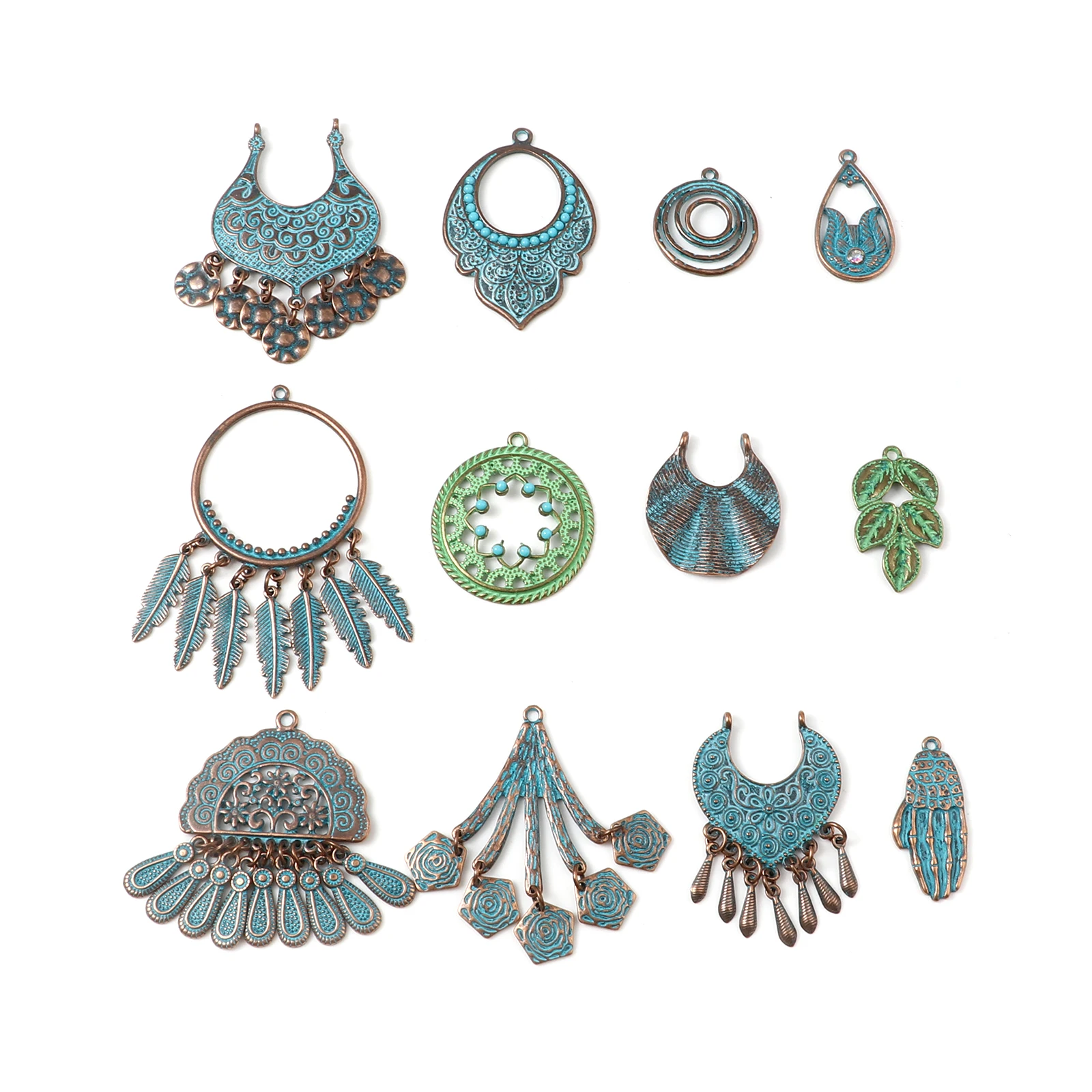 5PC Bohemia Charms do tworzenia biżuterii Antyczny zielony wisiorek w stylu vintage Elementy ze stopu cynku Diy Kolczyk Naszyjnik Akcesoria
