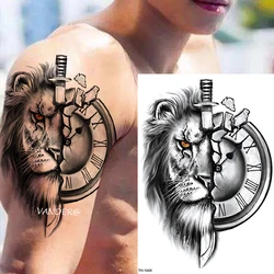 Tatuagem temporária de leão tigre, adesivo à prova d'água fashion legal para homens e mulheres, arte corporal de animais, braço removível, personalidade