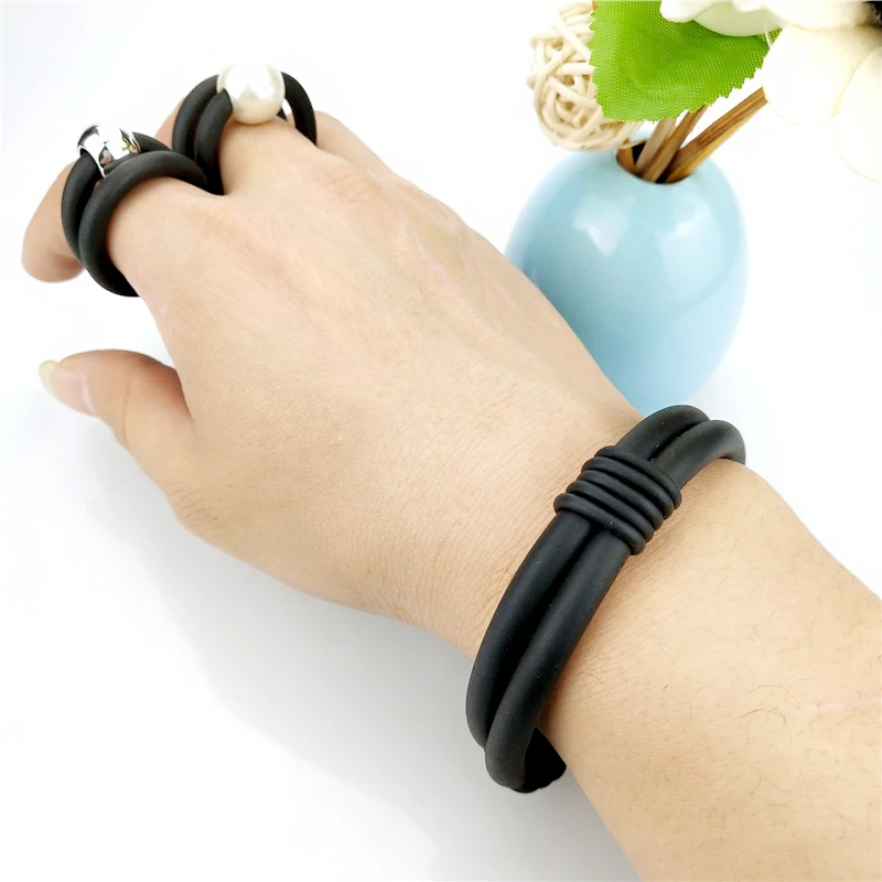 UKEBAY Designer Handmade Bracelets For Women 2020 New Charm Bracelet Bind Fashion Accessories Wholesale Black Rubber jewelry