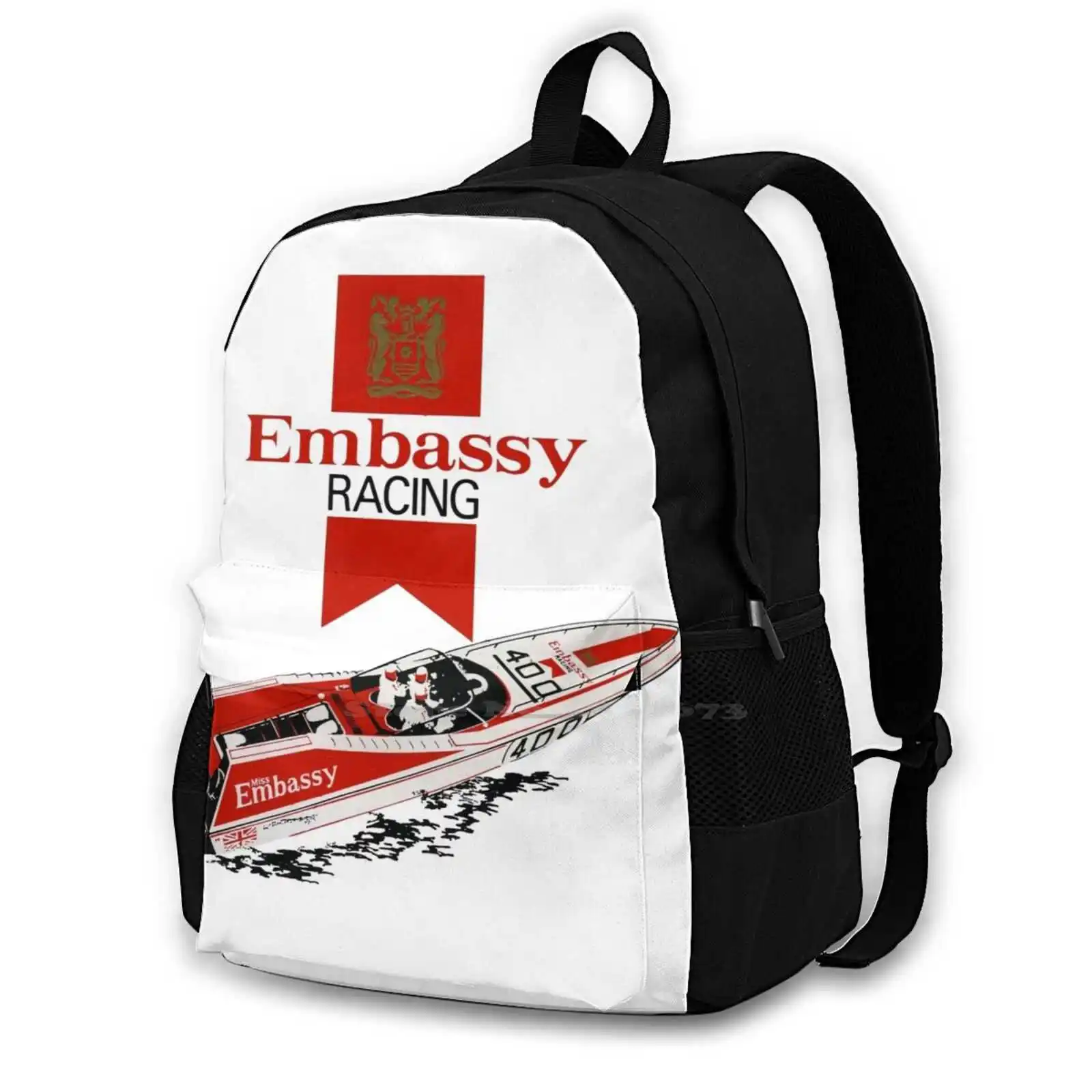 1970s Embassy Racing Boat. New Arrivals Unisex Bags Casual Bag Backpack Embassy Offshore Racing Inboard Cigarette