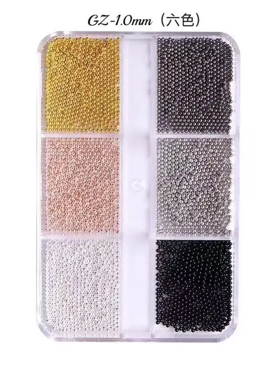 6 Griglie 3D Caviale Perline di Metallo Pendenti e Ciondoli Natale Nail Decore Accessori Forniture per Professionisti Attrezzature per Unghie Manicure NUOVO CALDO